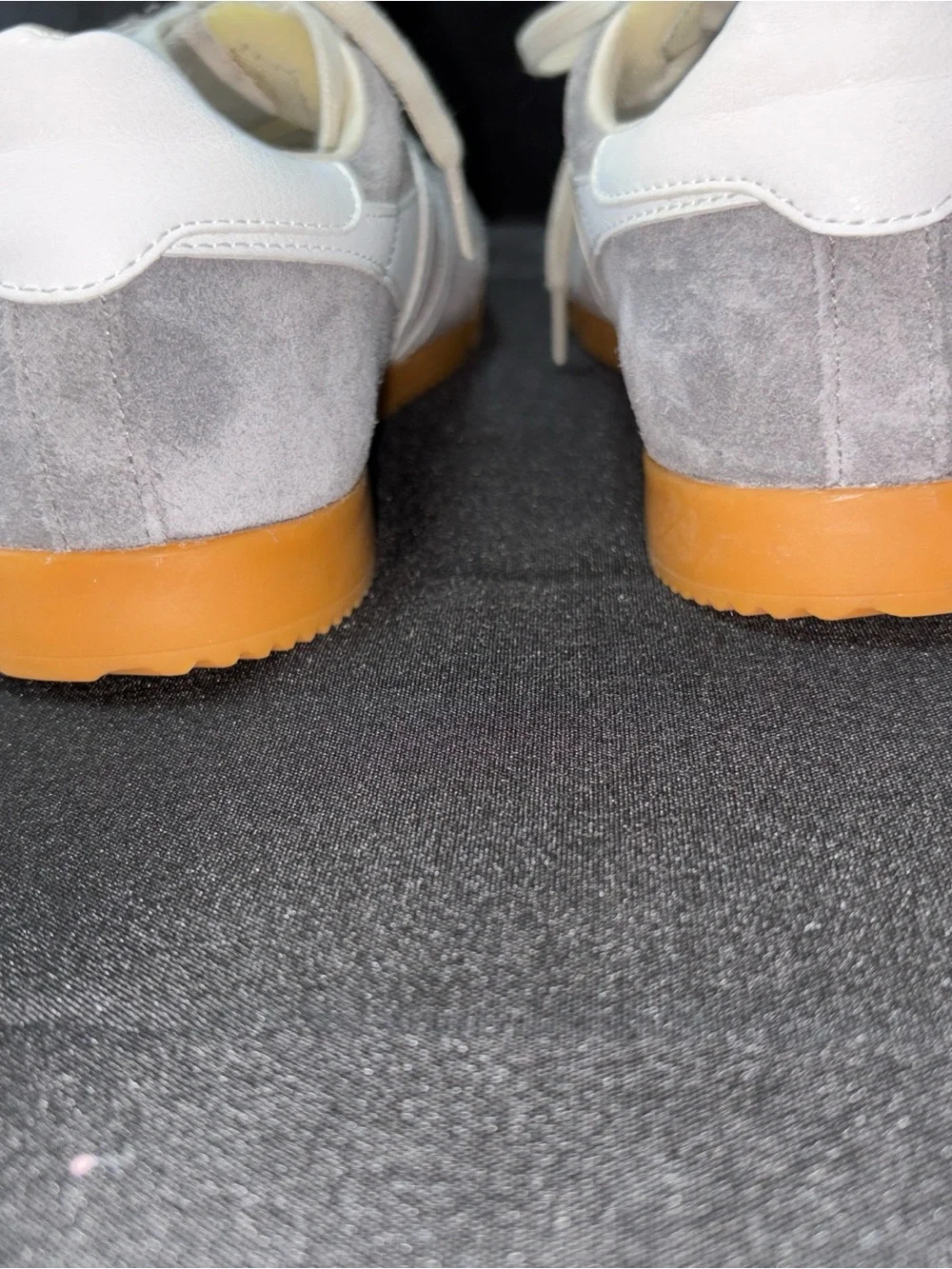 Gola women’s size 9 Gray Suede Sneakers with White Stripes and Gum Sole